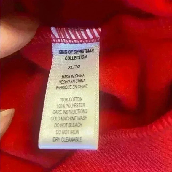 Red KOC Faux Fur Sleeved Top, Soft Sweatshirt, Christmas, Namaste in the N Pole - Picture 4 of 5